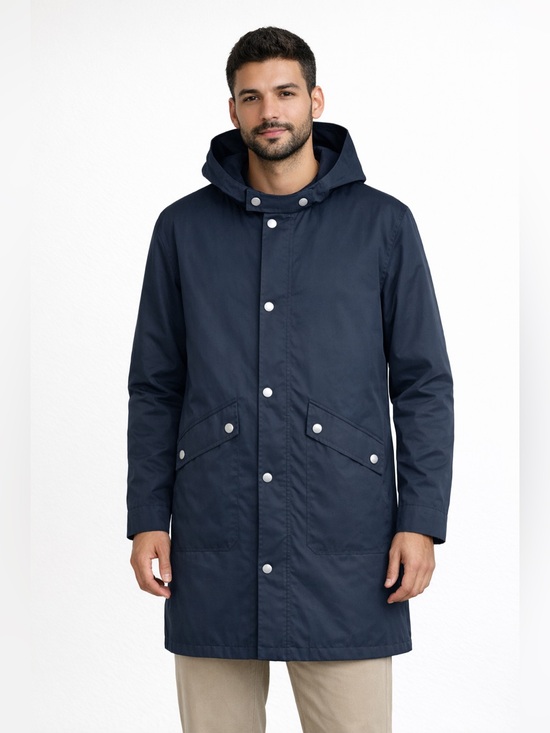A.P.C. Other - A.P.C. Men’s Hooded Long Line Navy Parka XL Raincoat Field Jacket